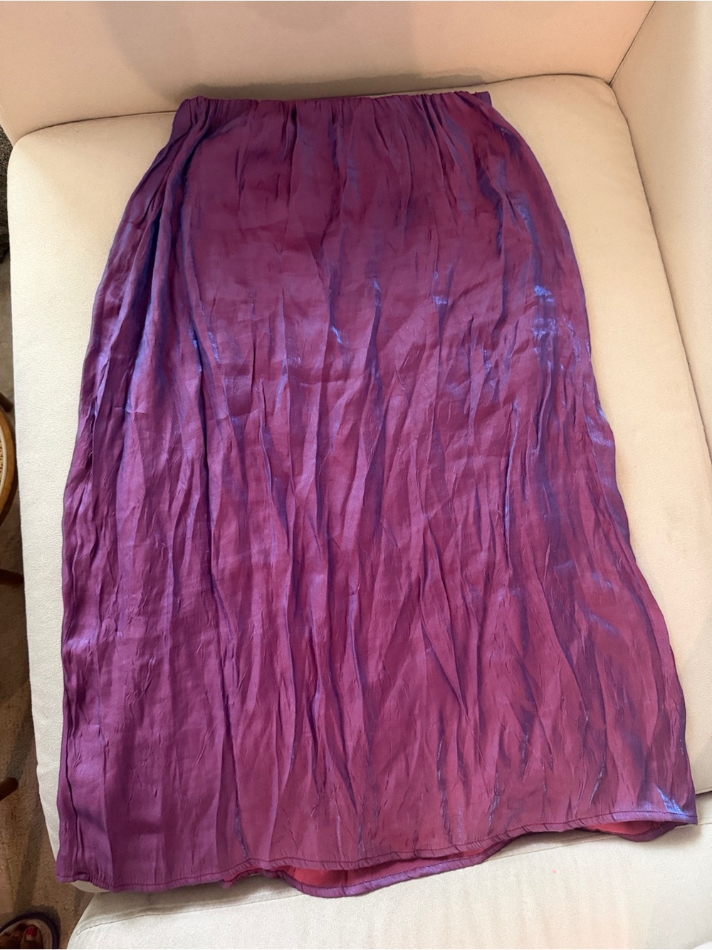Size L Women's Purple Crinkle Midi Skirt